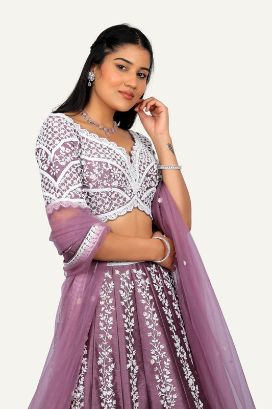 Raw Silk Hand Work Lehenga Choli