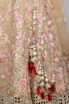 Cream Net Resham & Mirror Work Lehenga Choli