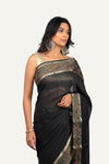 Black Chiffon Saree with Parsi Border