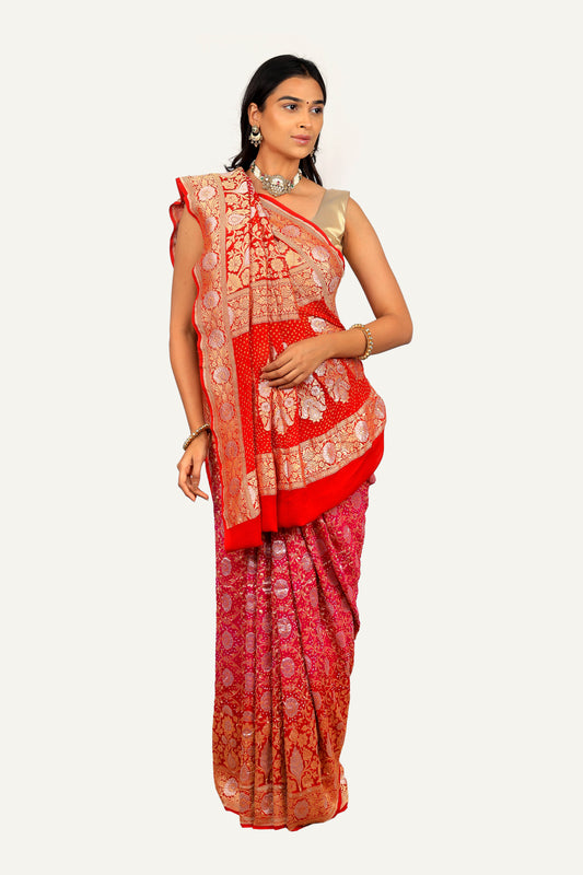 Banarasi Georgette Saree With Minakari Bandhej