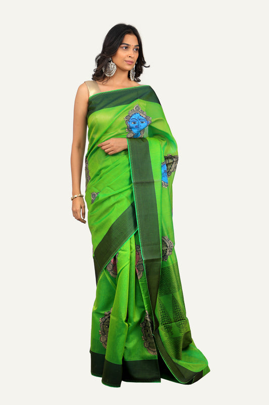 Parrot Green Fancy Designer Saree