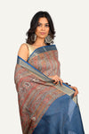 Gray Kalamkari Print Saree