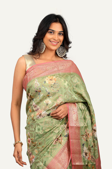 Mint Green Soft Silk Saree