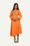 Embroidery On Silk Designer Orange Colour Kurti
