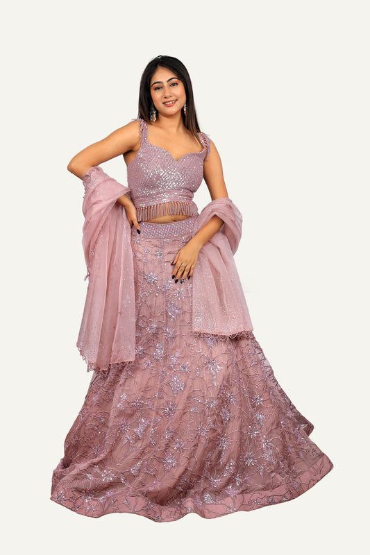 Soft Organza Sparkling Lehenga Choli with Sequence & Heavy Hand Work Blouse
