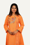 Embroidery On Silk Designer Orange Colour Kurti