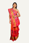 Pink with Mustard Yellow Rajkoti Patola Saree