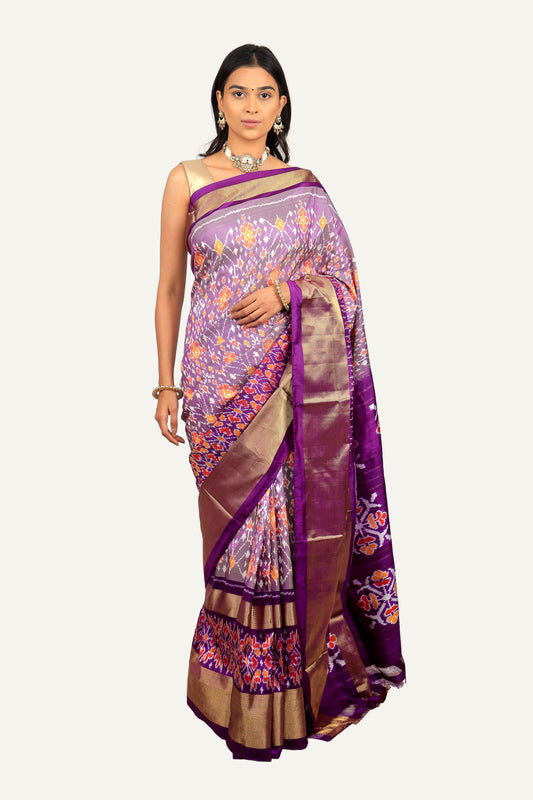 Purple Hyderabadi Ikkat Patola Saree
