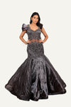 Wine Totally Hand Work On Hard Tissue With Designer Fish Cut Gown