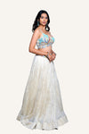 Off White with Multicolor Perl Handwork Women Indowestern
