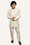 Off White Indowestern With Silk Fabric & Hand Work