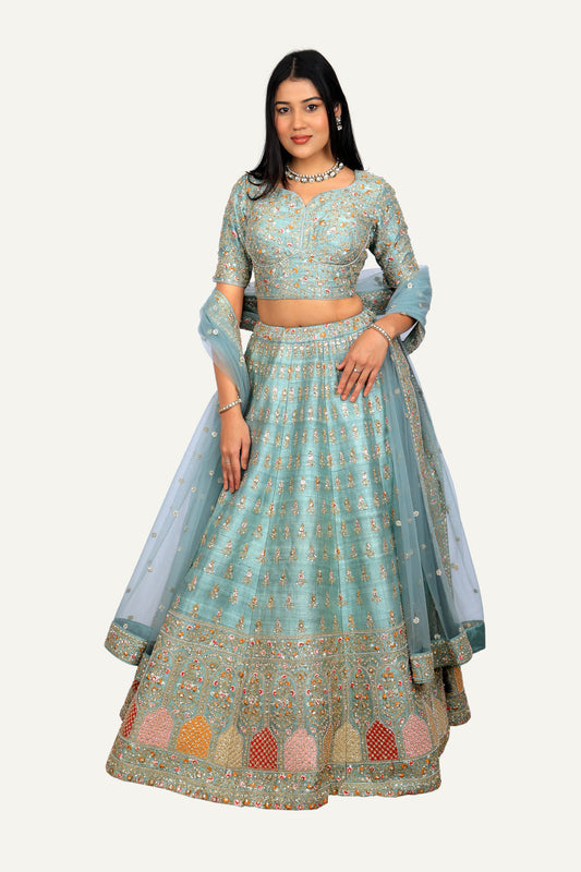 Raw Silk Handwork Lehenga Choli