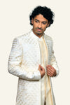 Off White Indowestern With Silk Fabric & Hand Work
