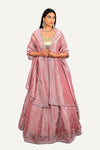 Crush Rose Gold Shimmer Tissue Lehenga Choli
