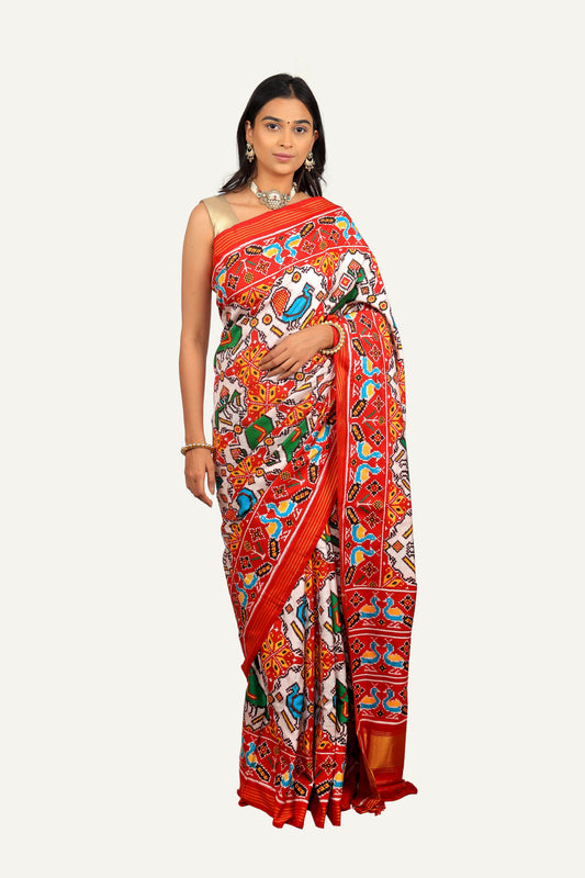 White Patan Patola Saree