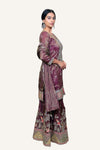 Shimmer Tissue Plazo Suit With Heavy work