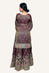 Shimmer Tissue Plazo Suit With Heavy work