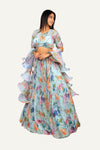 Georgette Floral Print Lehenga Choli with Hand Work Blouse & Ruffle Dupatta