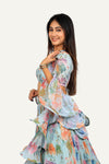 Georgette Floral Print Lehenga Choli with Hand Work Blouse & Ruffle Dupatta