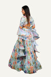 Georgette Floral Print Lehenga Choli with Hand Work Blouse & Ruffle Dupatta
