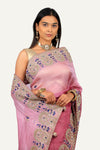 Purple Organza Ombre Shade Saree with Hand Work Border & Butti