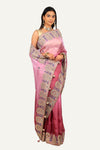 Purple Organza Ombre Shade Saree with Hand Work Border & Butti