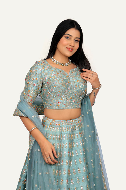 Raw Silk Handwork Lehenga Choli