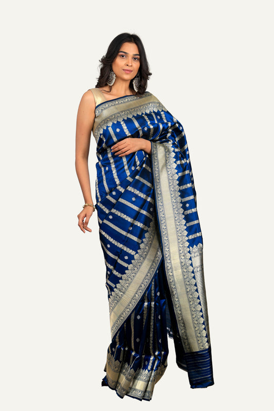 Electric Blue Pure Katan Silk Saree