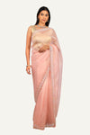 Peach Shimmer Crushed Tissue Saree with Hand Work Border