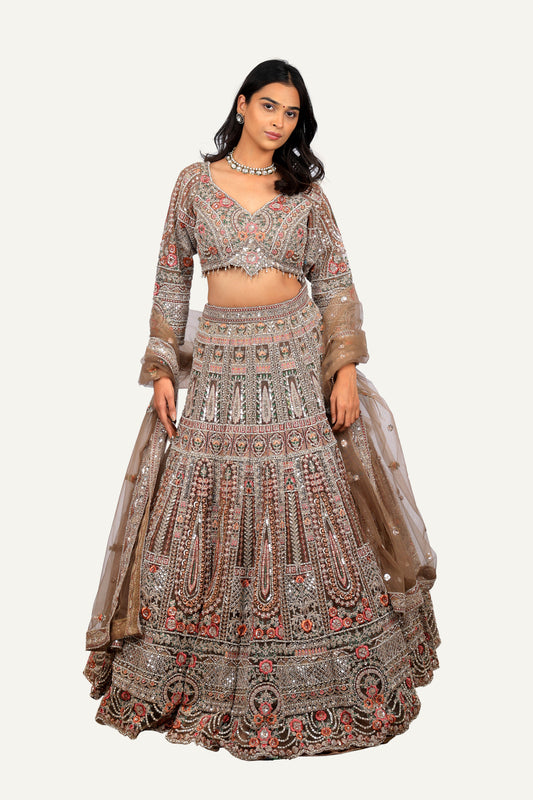 Imported Net Lehenga Choli with Machine Work