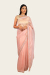 Peach Shimmer Crushed Tissue Saree with Hand Work Border