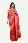 Pink Pure Katan Silk Saree with All Over Jal Weaving