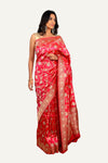 Pink Pure Katan Silk Saree with All Over Jal Weaving