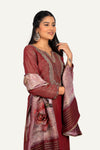 Orange Tissue Fabric Top, Straight Plazo with Printed Duppatta