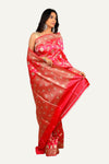 Pink Pure Katan Silk Saree with All Over Jal Weaving