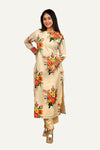 Cream Digital Printed Colour Kurti Pant