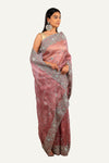 Onion Pink Organza Jal With Hand Work Saree