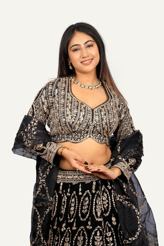 Georgette Machine Work Lehenga Choli