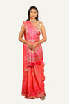 Pink Pure Gaji Silk Bandhani Saree with Handwork and Dual Shade Pallu