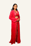 Pink Georgette Indowestern Banarasi Silk Blouse & Plazo