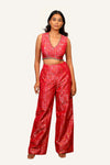 Pink Georgette Indowestern Banarasi Silk Blouse & Plazo