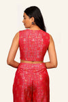 Pink Georgette Indowestern Banarasi Silk Blouse & Plazo