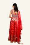 Pink Banarasi Silk Indowestern With Swarovski & Mirror Work