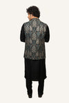 Black Silk Koti Kurta Set With Thread Work