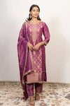 Purple Banarasi Dress with Machine work