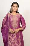 Purple Banarasi Dress with Machine work