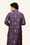 Purple Koti Kurta Set with Kalamkari Print with Thread Work