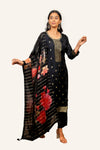 Black Banarasi Silk Dress with Machine Work