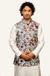 Cream Kurta Set with Kashmiri Multicolor Thread Work
