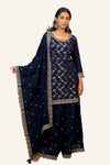 Blue Banarasi Work/Weaving Plazo Dress
